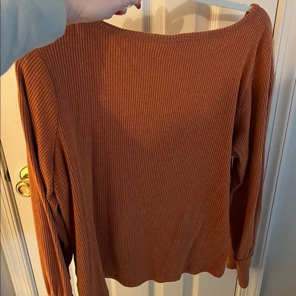 Rust Ribbed Long Sleeve Top - Picture 5 of 5